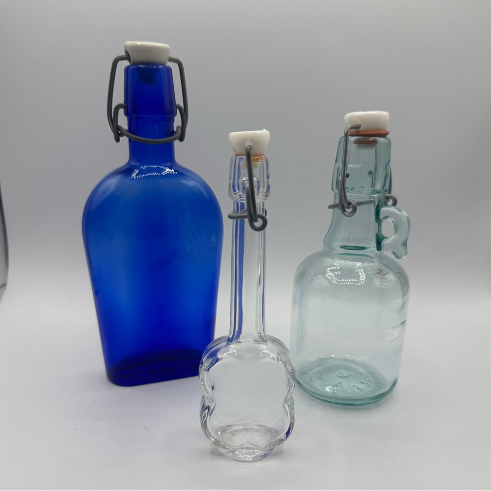 Swing Top Syrup/Medicine/liquor Bottles Lot of 3 Vintage